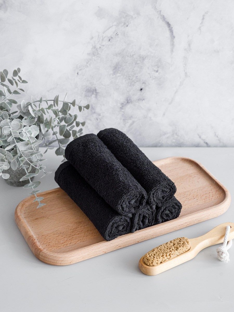 снимок Набор махровых салфеток 5 шт ( 30*30 ) черный от магазина BIO-TEXTILES ОПТ