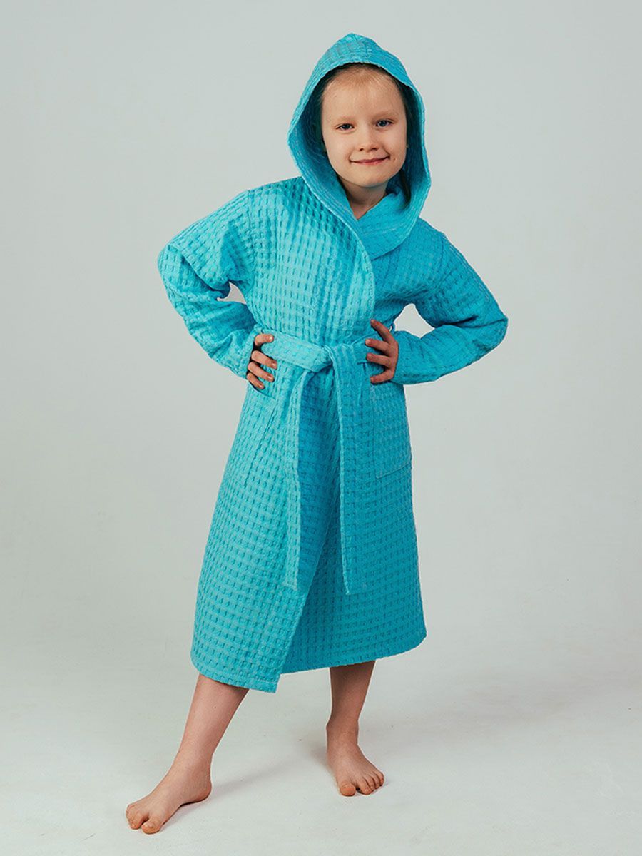 снимок Халат вафельный детский "Комфорт" голубой от магазина BIO-TEXTILES ОПТ