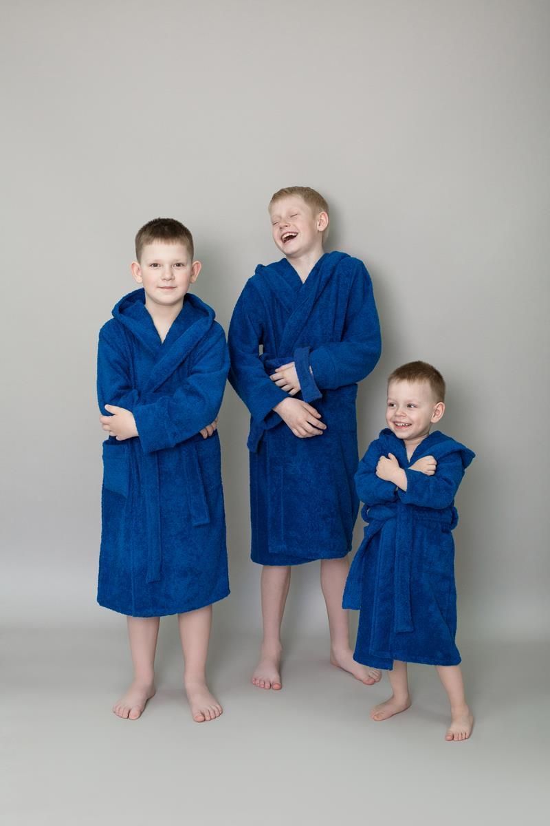 снимок Халат махровый детский с капюшоном темно-синий от магазина BIO-TEXTILES ОПТ