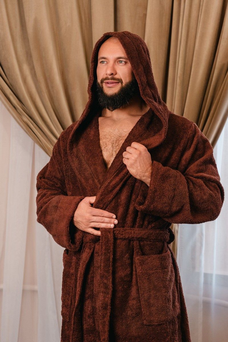 снимок Халат махровый с капюшоном, шоколадный от магазина BIO-TEXTILES ОПТ