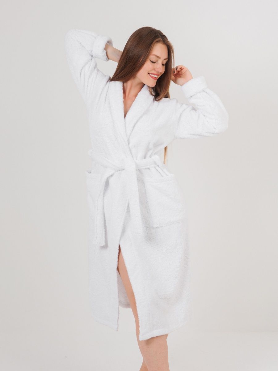 снимок Халат махровый женский белый от магазина BIO-TEXTILES ОПТ