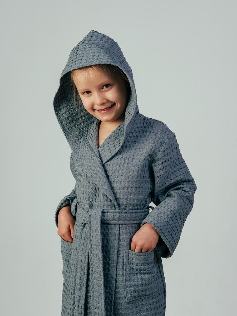снимок Халат вафельный детский "Комфорт" серый от магазина BIO-TEXTILES ОПТ