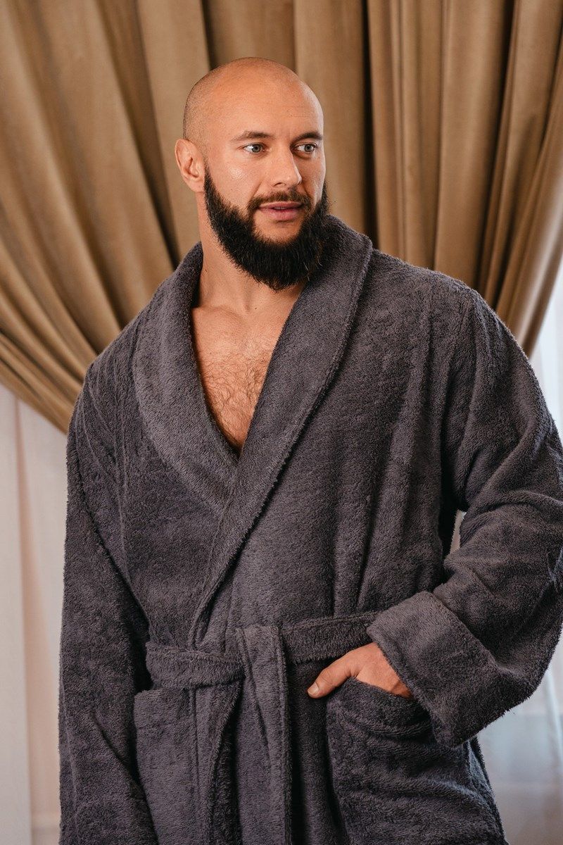 снимок Халат махровый мужской темно-серый от магазина BIO-TEXTILES ОПТ
