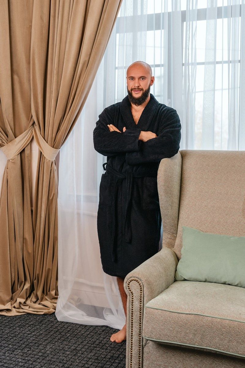 снимок Халат махровый мужской черный от магазина BIO-TEXTILES ОПТ