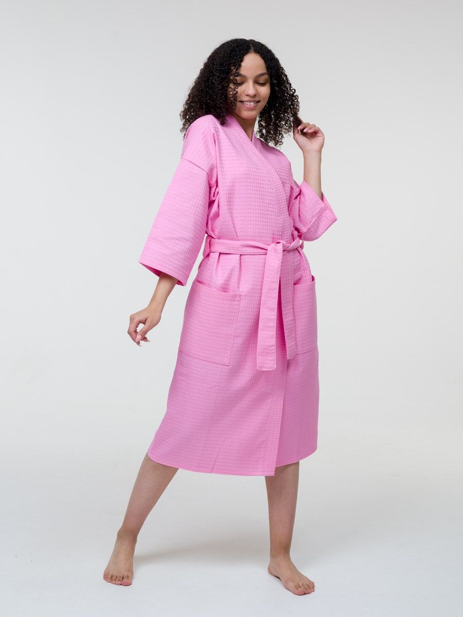 снимок Халат вафельный розовый от магазина BIO-TEXTILES ОПТ
