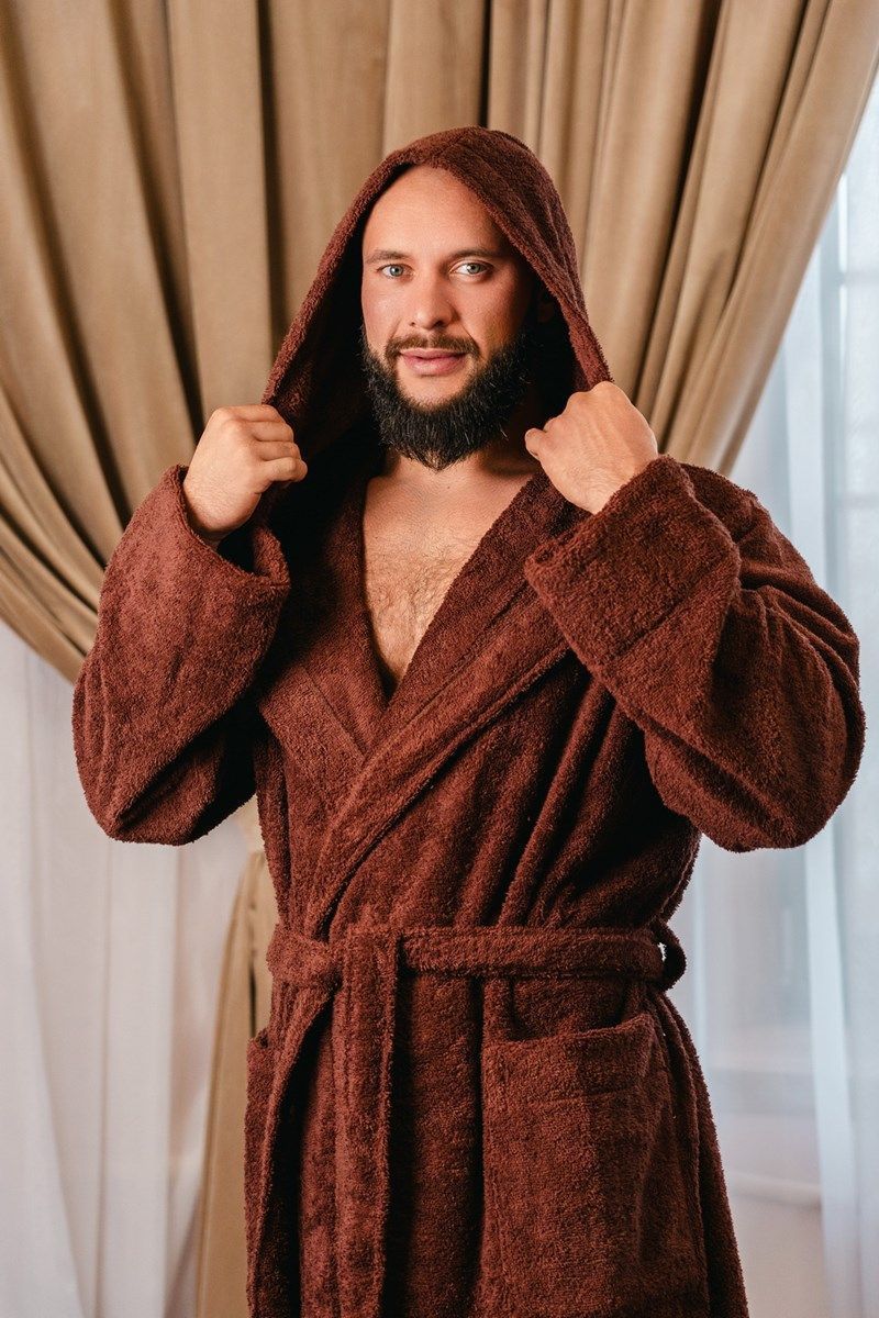 снимок Халат махровый с капюшоном, шоколадный от магазина BIO-TEXTILES ОПТ