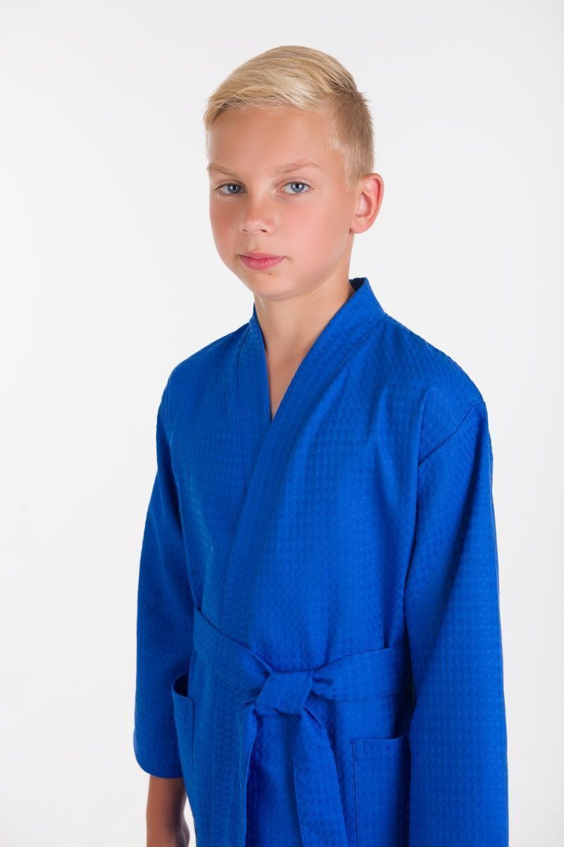 снимок Халат вафельный детский васильковый от магазина BIO-TEXTILES ОПТ