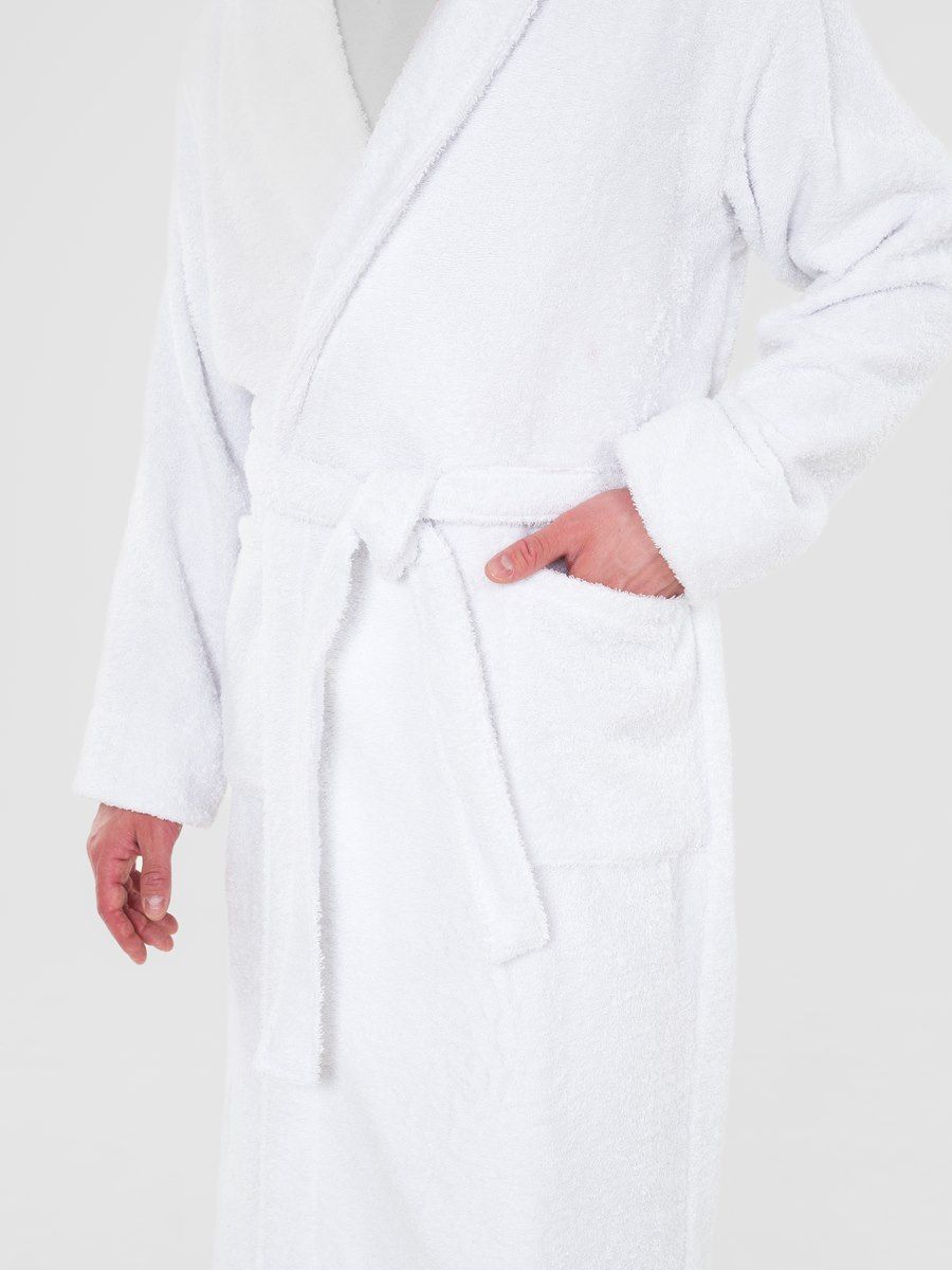 снимок Халат махровый PandaHug Leonardo белый шаль от магазина BIO-TEXTILES ОПТ