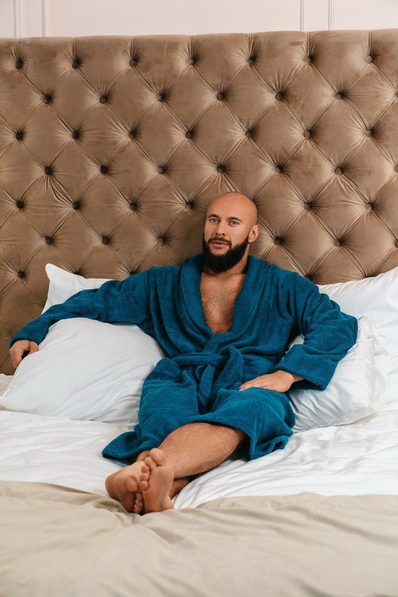 снимок Халат махровый мужской синий от магазина BIO-TEXTILES ОПТ