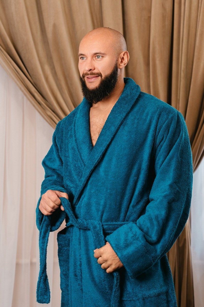 снимок Халат махровый мужской синий от магазина BIO-TEXTILES ОПТ