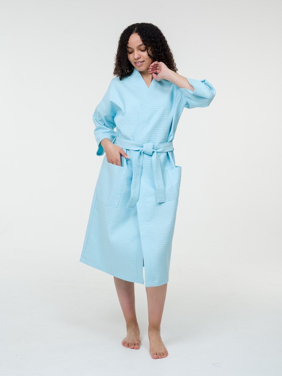 снимок Халат вафельный голубой от магазина BIO-TEXTILES ОПТ