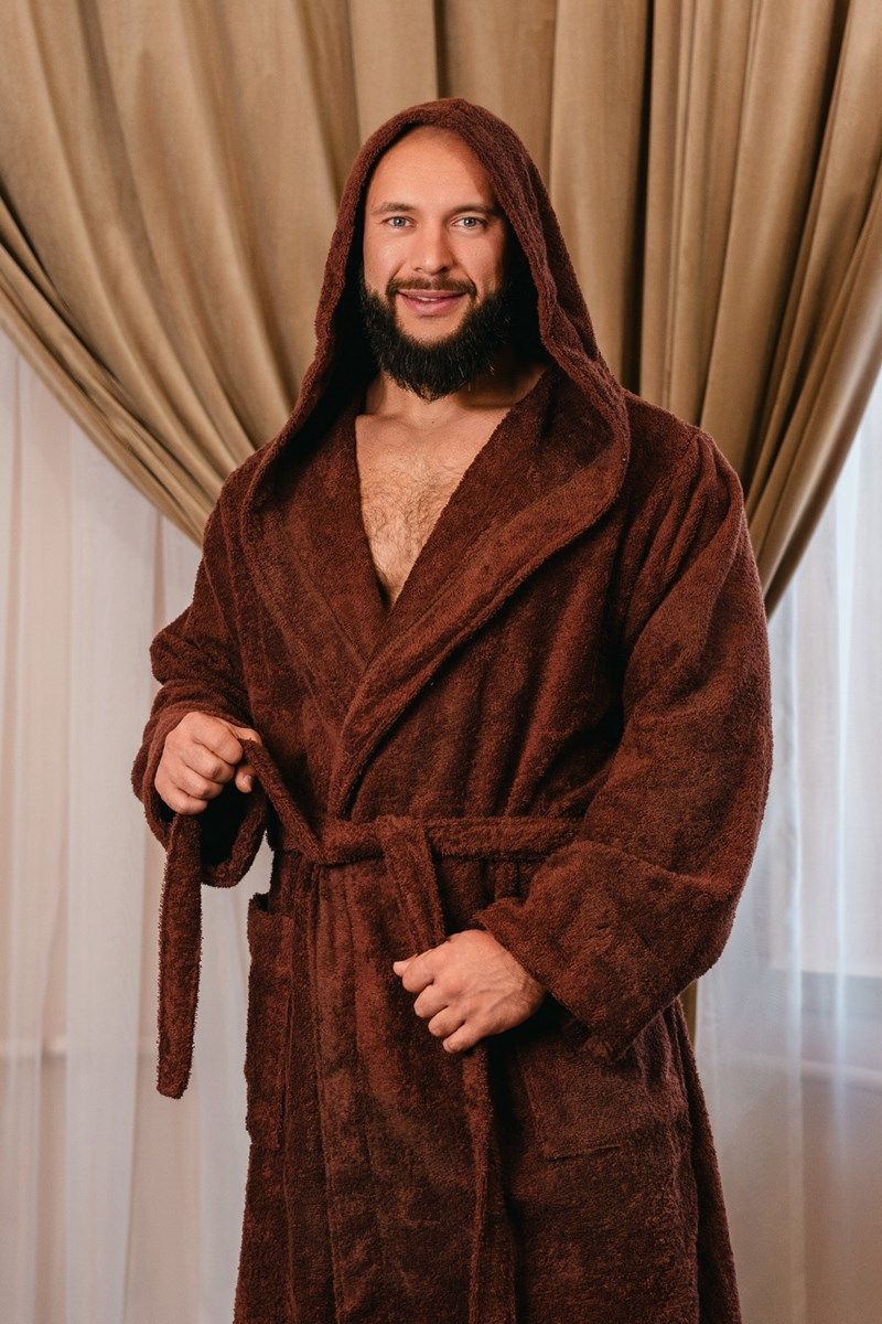 снимок Халат махровый с капюшоном, шоколадный от магазина BIO-TEXTILES ОПТ