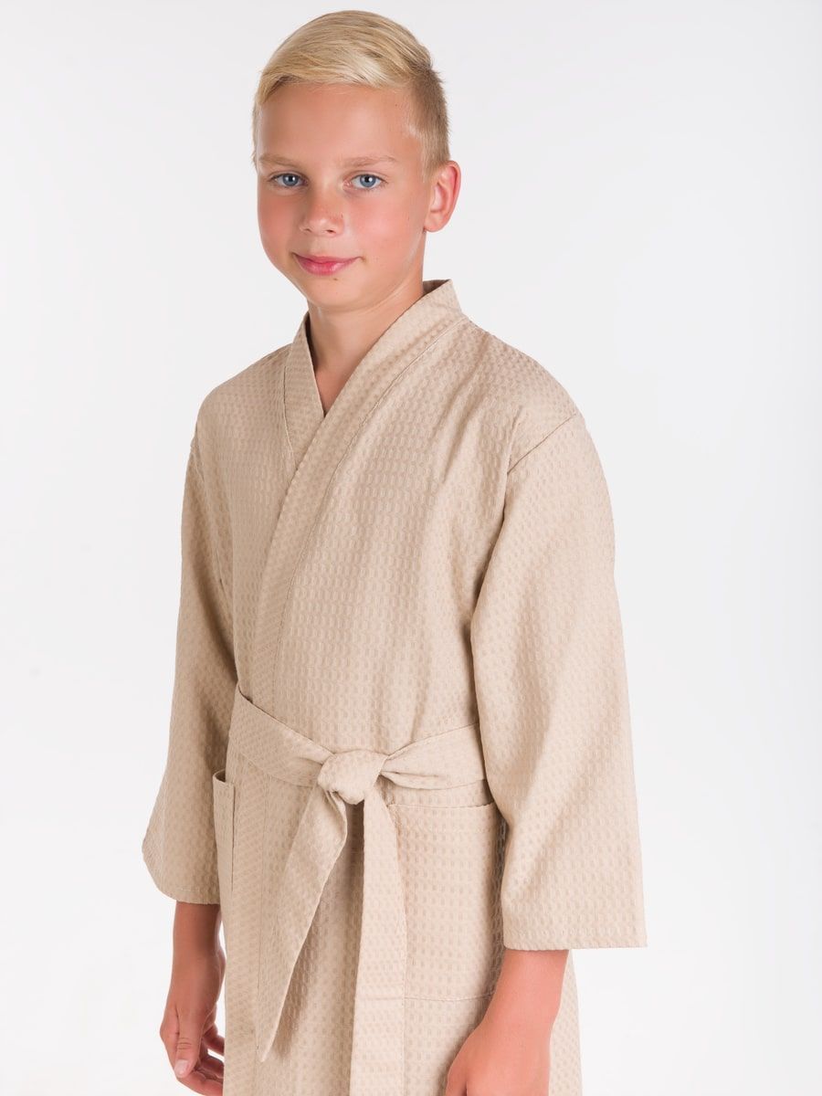 снимок Халат вафельный детский бежевый от магазина BIO-TEXTILES ОПТ