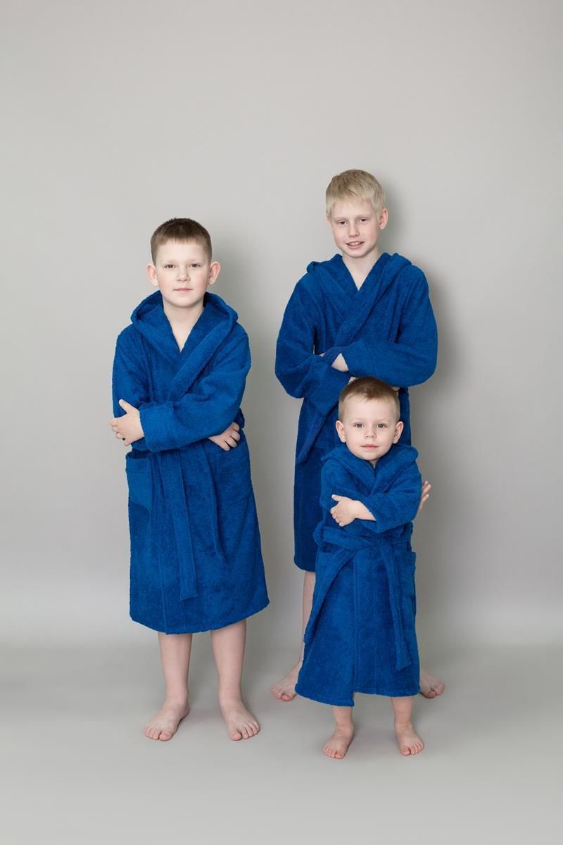 снимок Халат махровый детский с капюшоном темно-синий от магазина BIO-TEXTILES ОПТ