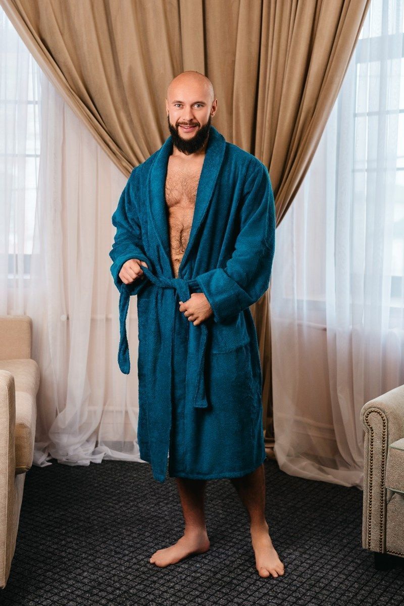снимок Халат махровый мужской синий от магазина BIO-TEXTILES ОПТ
