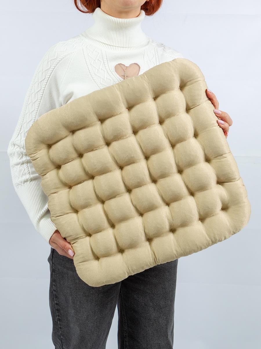 снимок Био-подушка на стул с лузгой гречихи бежевая 50*45 от магазина BIO-TEXTILES ОПТ