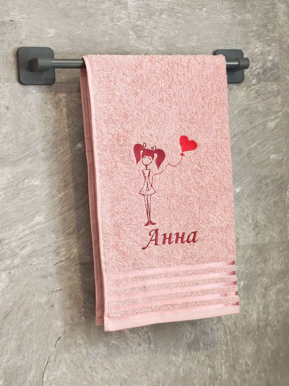 снимок Полотенце с вышивкой 50*90 "Анна" розовое от магазина BIO-TEXTILES ОПТ