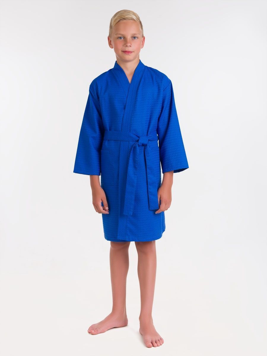 снимок Халат вафельный детский васильковый от магазина BIO-TEXTILES ОПТ