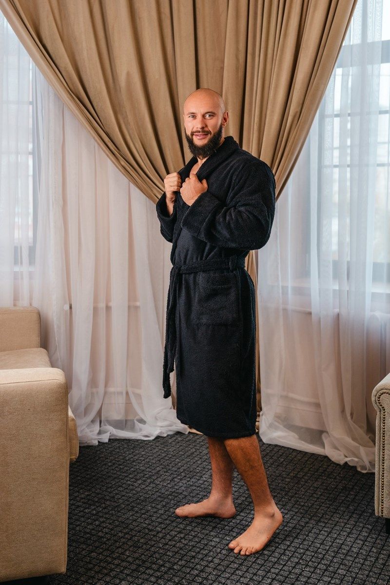 снимок Халат махровый мужской черный от магазина BIO-TEXTILES ОПТ