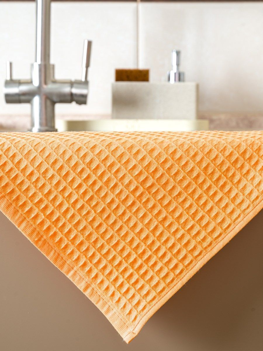 снимок Набор вафельных полотенец 3 шт (30*60) оранжевые от магазина BIO-TEXTILES ОПТ