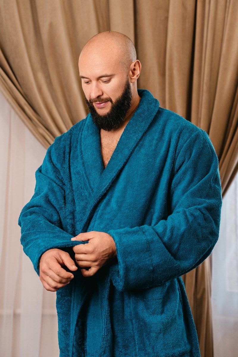 снимок Халат махровый мужской синий от магазина BIO-TEXTILES ОПТ