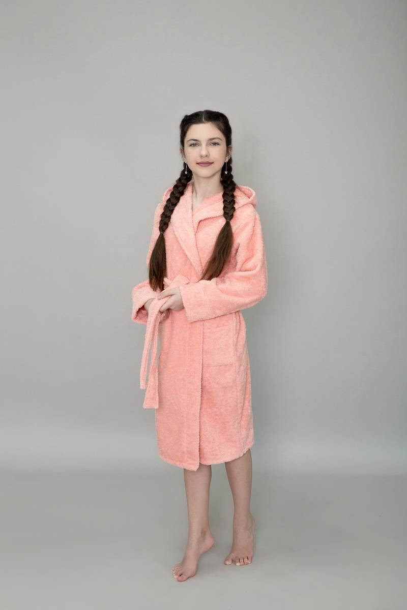 снимок Халат махровый детский с капюшоном персиковый от магазина BIO-TEXTILES ОПТ