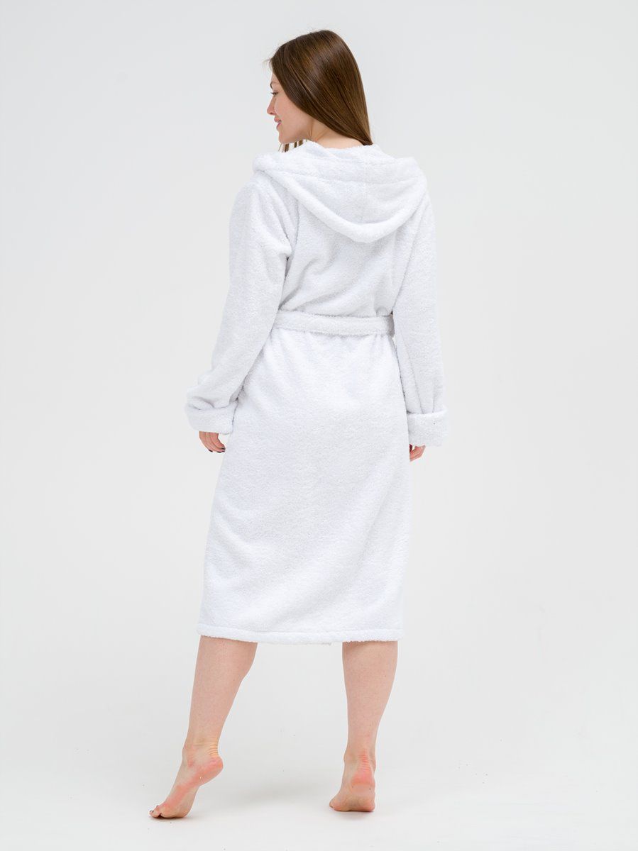 снимок Халат махровый женский с капюшоном белый от магазина BIO-TEXTILES ОПТ