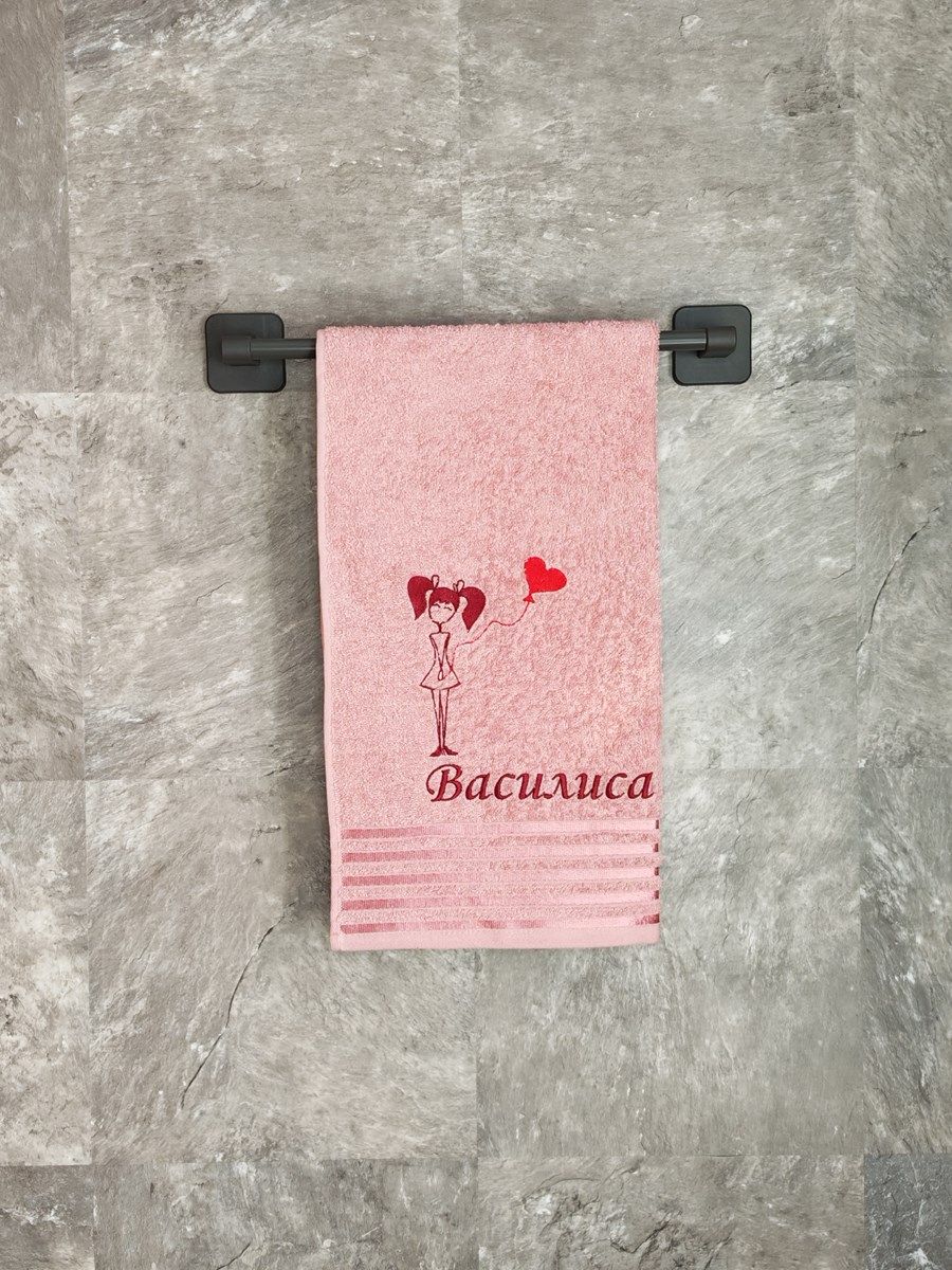 снимок Полотенце с вышивкой 50*90 "Василиса" розовое от магазина BIO-TEXTILES ОПТ