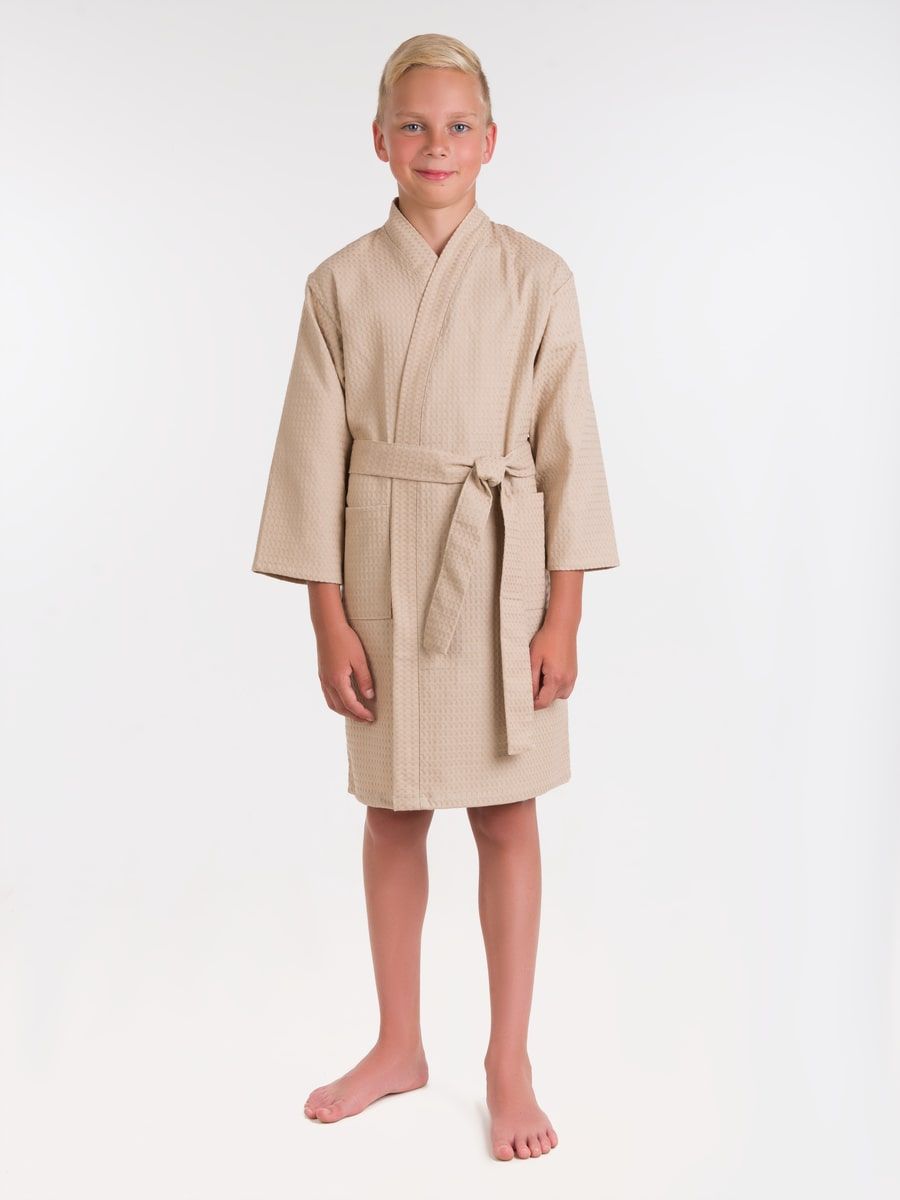 снимок Халат вафельный детский бежевый от магазина BIO-TEXTILES ОПТ