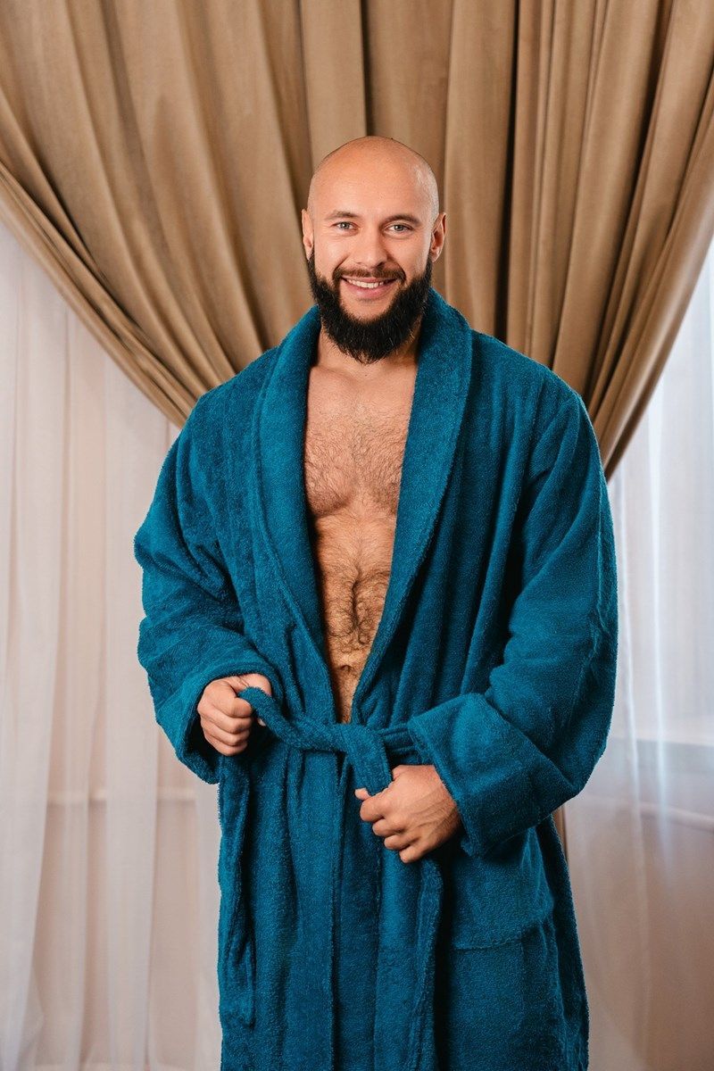 снимок Халат махровый мужской синий от магазина BIO-TEXTILES ОПТ