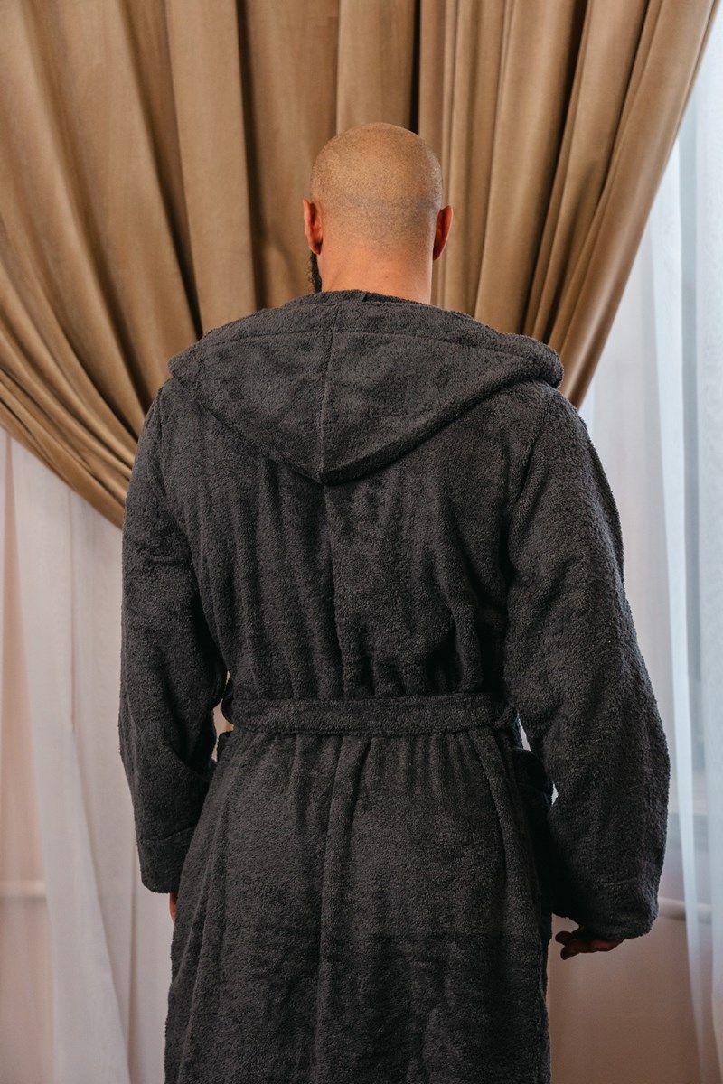 снимок Халат махровый с капюшоном темно-серый от магазина BIO-TEXTILES ОПТ