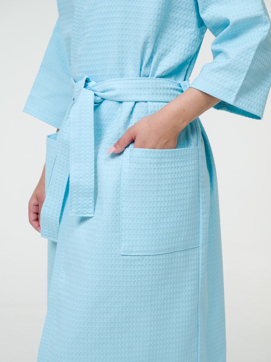 снимок Халат вафельный голубой от магазина BIO-TEXTILES ОПТ
