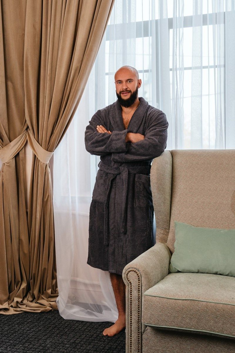 снимок Халат махровый мужской темно-серый от магазина BIO-TEXTILES ОПТ