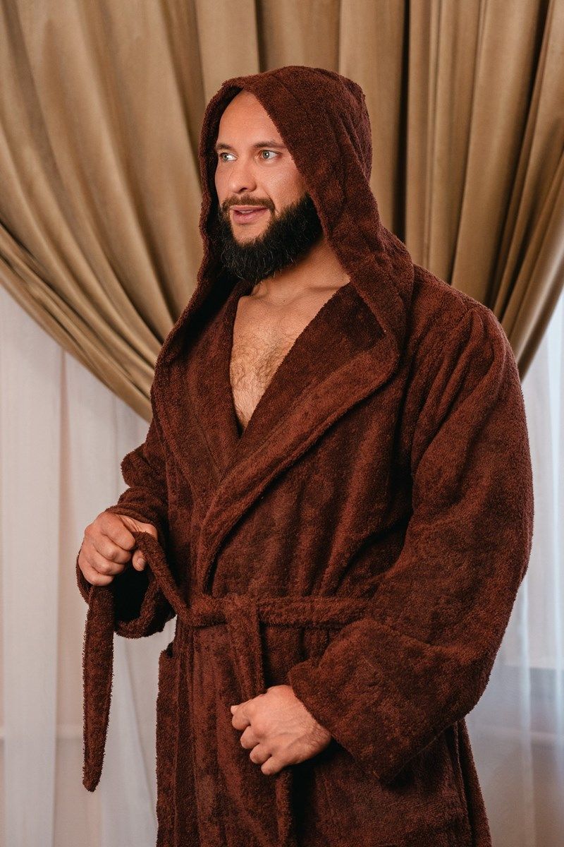 снимок Халат махровый с капюшоном, шоколадный от магазина BIO-TEXTILES ОПТ